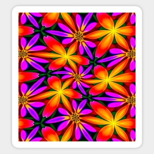 Bright Orange Flower Pattern Sticker